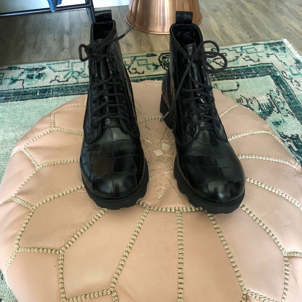 Theysken’s Theory Croc Black Leather Boots